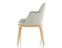 Chaise design avec accoudoirs bois teinte naturelle et tissu beige naturel Chaise design avec accoudoirs bois teinte naturelle et tissu beige naturel