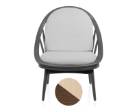 Scandinavian armchair dark brown stained wood and cream fabric Scandinavian armchair dark brown stained wood and cream fabric
