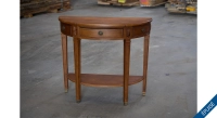 Directoire style half-moon antique console wood antique stain with antiqued finish. Directoire style half-moon antique console wood antique stain with antiqued finish.