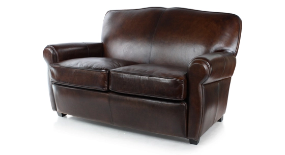 Canapé club cuir 2 places marron soutenu