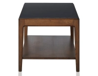 Table basse rectangulaire en chêne et céramique avec tablette en bois teinte marron foncé plateau céramique noir unie 100x50 cm Table basse rectangulaire en chêne et céramique avec tablette en bois teinte marron foncé plateau céramique noir unie 100x50 cm