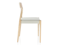Chaise scandinave bois teinte naturelle assise tissu beige naturel Chaise scandinave bois teinte naturelle assise tissu beige naturel