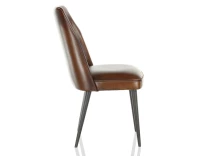 Chaise vintage cuir marron soutenu - pieds noirs