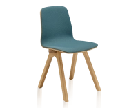 Chaise design en chêne tapissé bois teinte naturelle assise tissu bleu océan Chaise design en chêne tapissé bois teinte naturelle assise tissu bleu océan