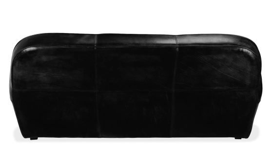 Canapé club cuir 3 places noir accoudoirs passepoil