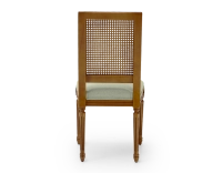 Chaise ancienne style Louis XVI dossier canné assise tissu vert sauge Chaise ancienne style Louis XVI dossier canné assise tissu vert sauge