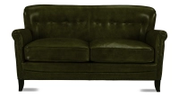 Canapé club cuir 2 places vert olive accoudoirs cloutés Canapé club cuir 2 places vert olive accoudoirs cloutés