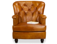 Fauteuil Chesterfield cuir cognac moyen dossier Fauteuil Chesterfield cuir cognac moyen dossier