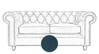 Canapé Chesterfield cuir 2 places bleu accoudoirs cloutés Canapé Chesterfield cuir 2 places bleu accoudoirs cloutés