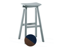 Tabouret de bar en chêne tapissé H80 cm bois teinte marron foncé assise tissu bleu marine Tabouret de bar en chêne tapissé H80 cm bois teinte marron foncé assise tissu bleu marine