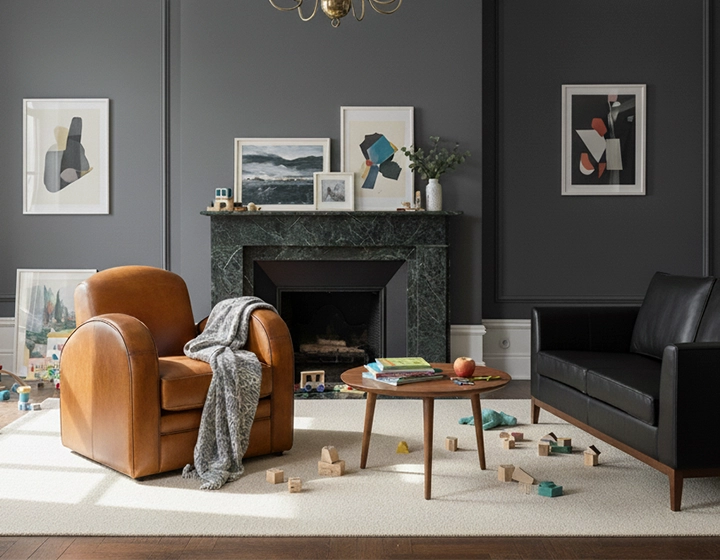 Fauteuil club cuir marron clair