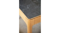 Table extensible 6 à 10 personnes en chêne et céramique allonges céramique avec bois teinte naturelle et plateau et allonge céramique effet ardoise 210x90 cm Table extensible 6 à 10 personnes en chêne et céramique allonges céramique avec bois teinte naturelle et plateau et allonge céramique effet ardoise 210x90 cm