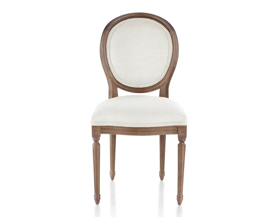 Chaise ancienne style Louis XVI bois teinte marron foncé et tissu beige naturel