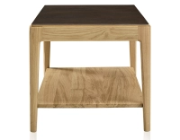 Rectangular coffee table in oak and ceramic with shelf in natural stained wood, oxidised brown ceramic top 100x50 cm Rectangular coffee table in oak and ceramic with shelf in natural stained wood, oxidised brown ceramic top 100x50 cm