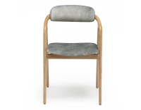 Chaise scandinave bois teinte naturelle assise tissu velours gris bleu Chaise scandinave bois teinte naturelle assise tissu velours gris bleu