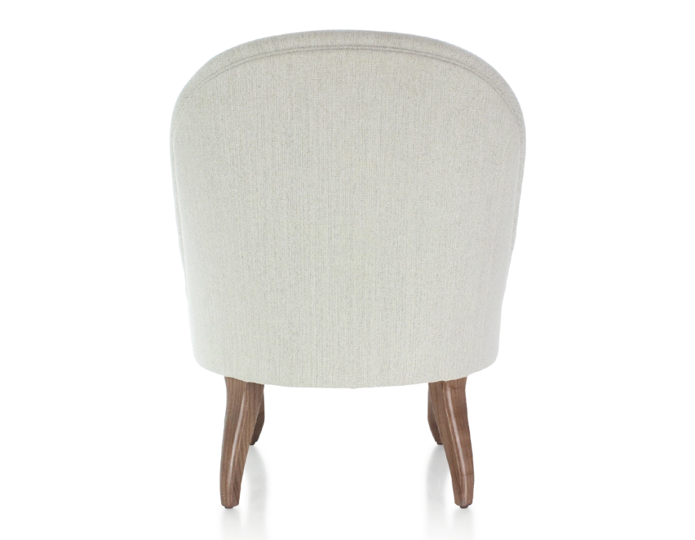 Fauteuil crapaud sans accoudoirs pieds bois teinte noyer et tissu beige naturel Fauteuil crapaud sans accoudoirs pieds bois teinte noyer et tissu beige naturel