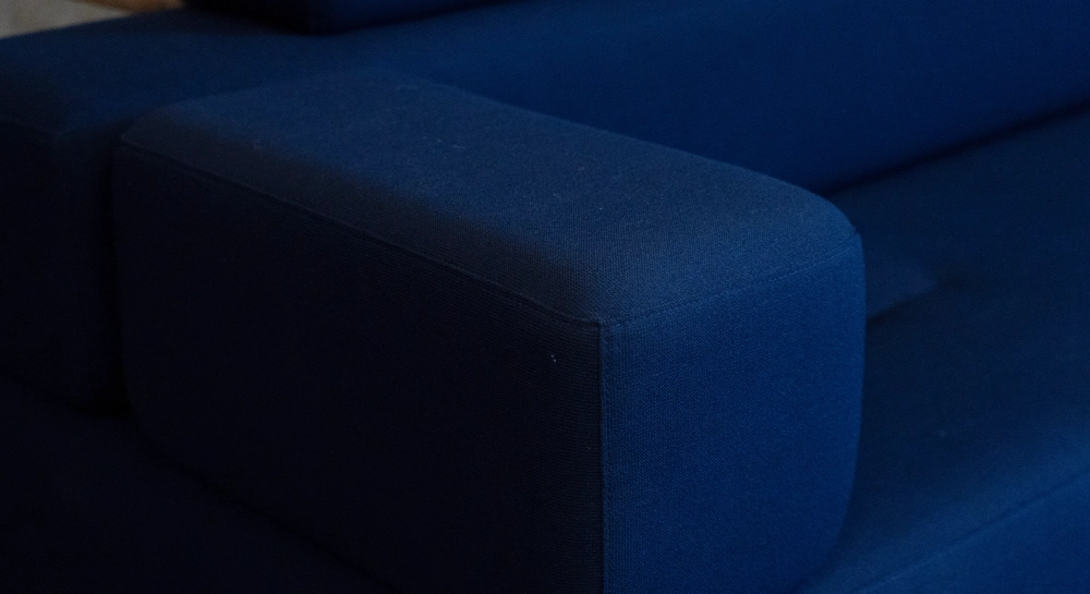 Antique 3 seater sofa tissu bleu marine