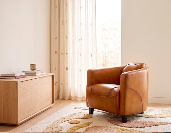 Fauteuil club cuir cognac