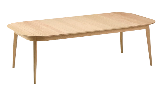 Table extensible en chêne 6 à 10 personnes avec plateau et allonges bois teinte naturelle 160x100 cm