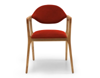 Designer armchair natural wood finish and burnt orange fabric Designer armchair natural wood finish and burnt orange fabric