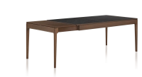 Table extensible 8 à 12 personnes en chêne et céramique allonges bois avec bois teinte marron foncé et plateau céramique effet ardoise 160x100 cm Table extensible 8 à 12 personnes en chêne et céramique allonges bois avec bois teinte marron foncé et plateau céramique effet ardoise 160x100 cm