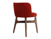 Chaise design bois teinte marron foncé assise tissu orange brulé