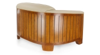 Canapé club bois et cuir 2 places beige Canapé club bois et cuir 2 places beige