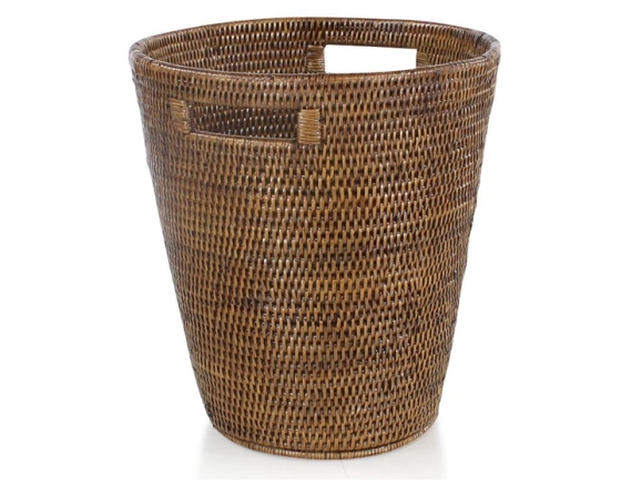 Rattan waste paper basket with handles