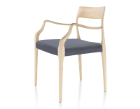 Chaise scandinave avec accoudoirs bois teinte naturelle assise tissu gris Chaise scandinave avec accoudoirs bois teinte naturelle assise tissu gris