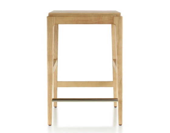 H60 cm designer bar stool natural wood stain wooden seat