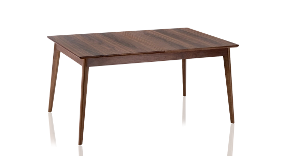 Walnut dining table for 6 people natural tint wooden top 160x100 cm