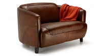 Canapé club cuir 2 places marron vintage Canapé club cuir 2 places marron vintage