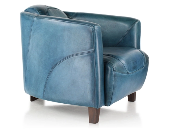 Leather club armchair blue