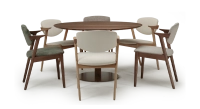 Round walnut dining table for 6 people natural finish wood top 120x120 Round walnut dining table for 6 people natural finish wood top 120x120