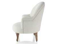 Fauteuil crapaud avec accoudoirs pieds bois teinte noyer et tissu beige naturel Fauteuil crapaud avec accoudoirs pieds bois teinte noyer et tissu beige naturel