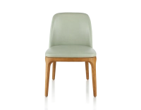Chaise design bois teinte merisier et cuir cuir vert sauge Chaise design bois teinte merisier et cuir cuir vert sauge