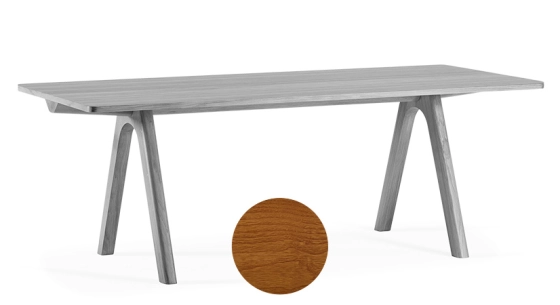 Table salle à manger en chêne 6 personnes teinte merisier plateau bois 140x100 cm