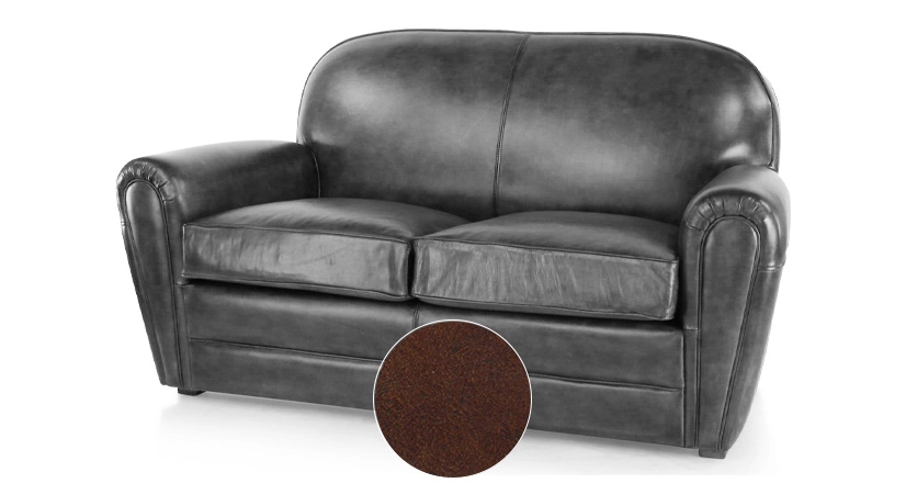 2 seater leather club sofa dark brown piped armrests 2 seater leather club sofa dark brown piped armrests
