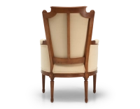 Fauteuil bergère style Louis XVI bois teinte ancienne et tissu crème Fauteuil bergère style Louis XVI bois teinte ancienne et tissu crème