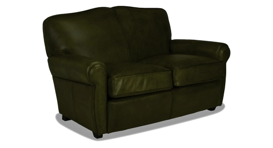 Canapé club cuir 2 places vert olive