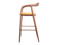 Tabouret de bar h80 cm teinte noyer assise tissu jaune bois teinte noyer et tissu jaune Tabouret de bar h80 cm teinte noyer assise tissu jaune bois teinte noyer et tissu jaune