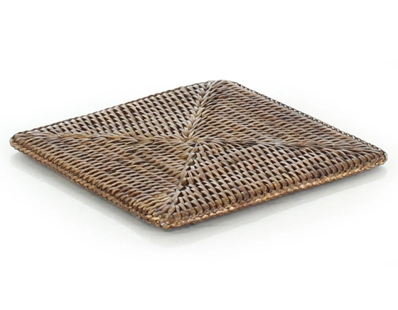 Dessous de plat carré en rotin brun