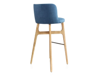 Bar stool h80 cm natural stained wood, blue jeans fabric seat Bar stool h80 cm natural stained wood, blue jeans fabric seat