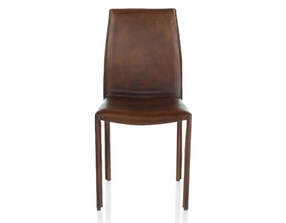 Chaise vintage cuir marron soutenu