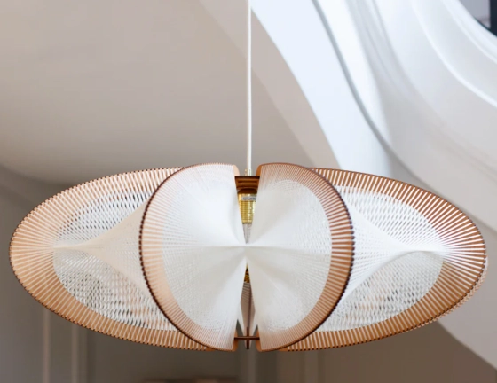 Wood and cotton thread twisted weaving large model pendant light