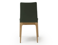 Chaise design bois teinte naturelle assise tissu vert forêt Chaise design bois teinte naturelle assise tissu vert forêt