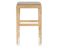 Tabouret de bar design H60 cm bois teinte naturelle assise tissu beige naturel Tabouret de bar design H60 cm bois teinte naturelle assise tissu beige naturel