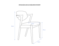 Chaise scandinave bois teinte merisier assise tissu fusion Chaise scandinave bois teinte merisier assise tissu fusion