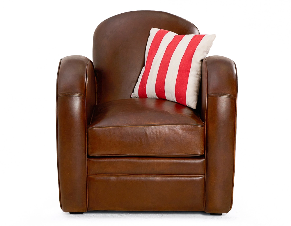 Fauteuil club cuir marron vintage Fauteuil club cuir marron vintage