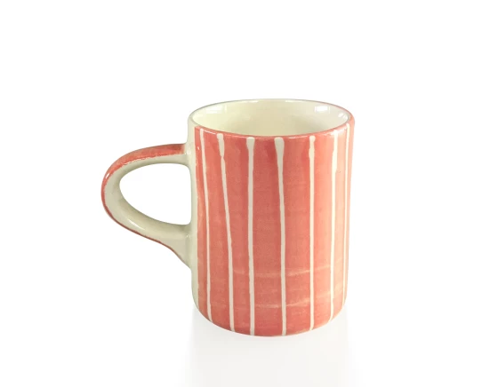 Tasse à café en céramique striée rose